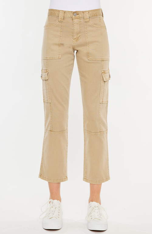 Official Kancan Usa Lavinia High Rise Slim Straight Leg Cargo Pants In Beige