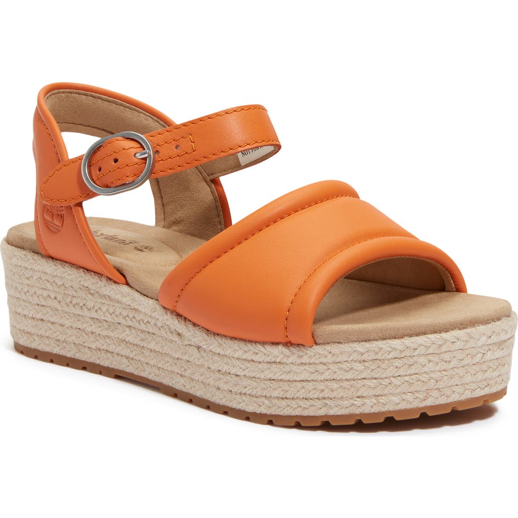 Timberland Santorini Sun Espadrille Sandal In Medium Orange Full Grain