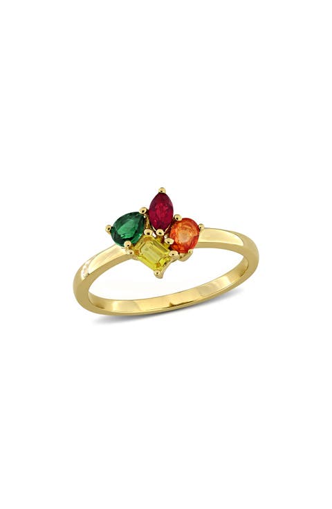 Multi-Shaped Sapphire Cluster Ring