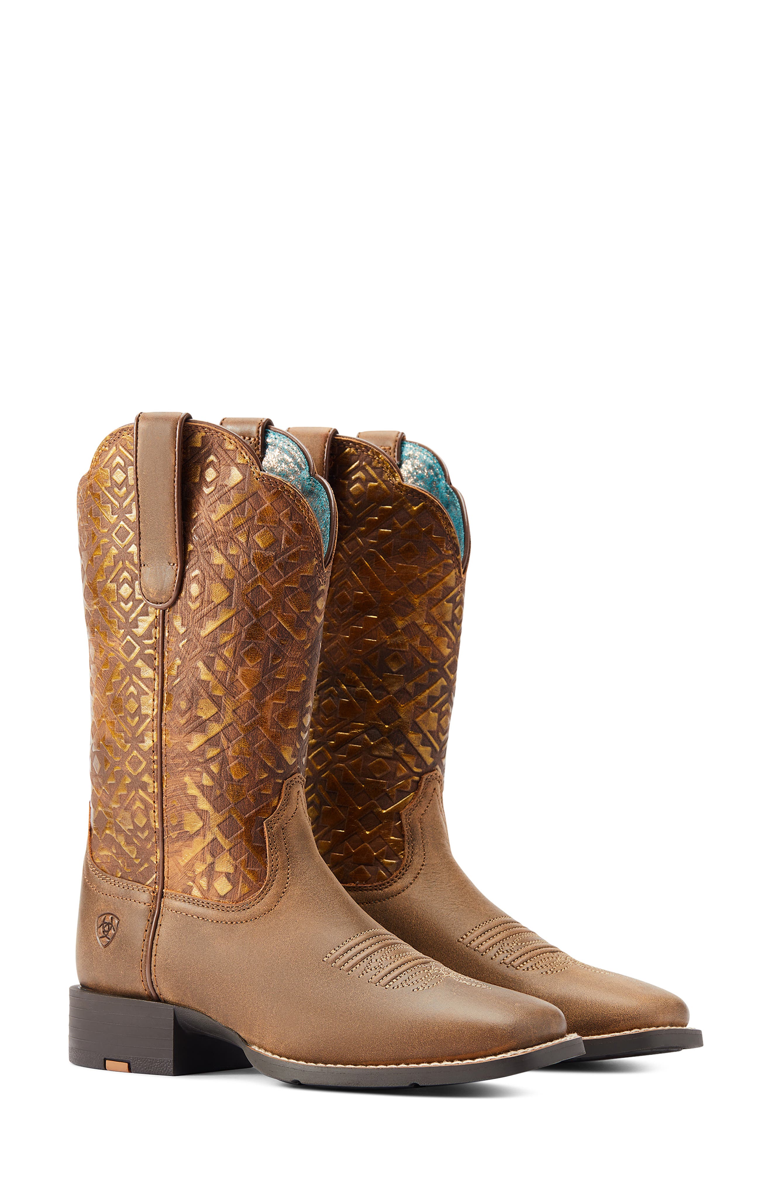 Ariat Round Up Wide Toe Western Boot, Alternate, color, Brown