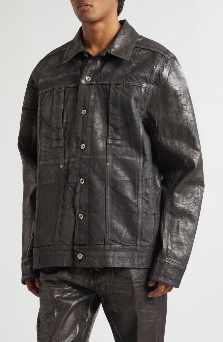 Rick Owens DRKSHDW Lido Worker Coated Denim Jacket, Alternate, color, Bronze