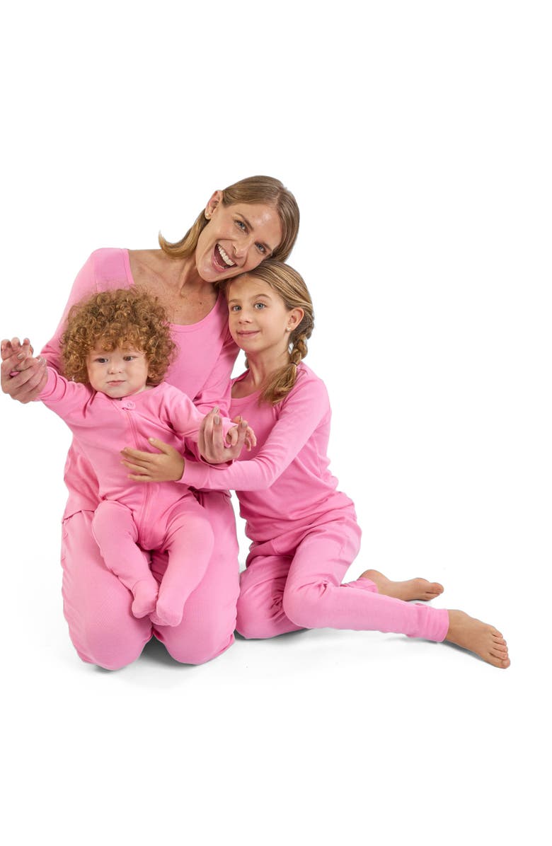 Leveret Kids Short Sleeve Cotton Solid Matching Family Pajamas, Alternate, color, Light Pink