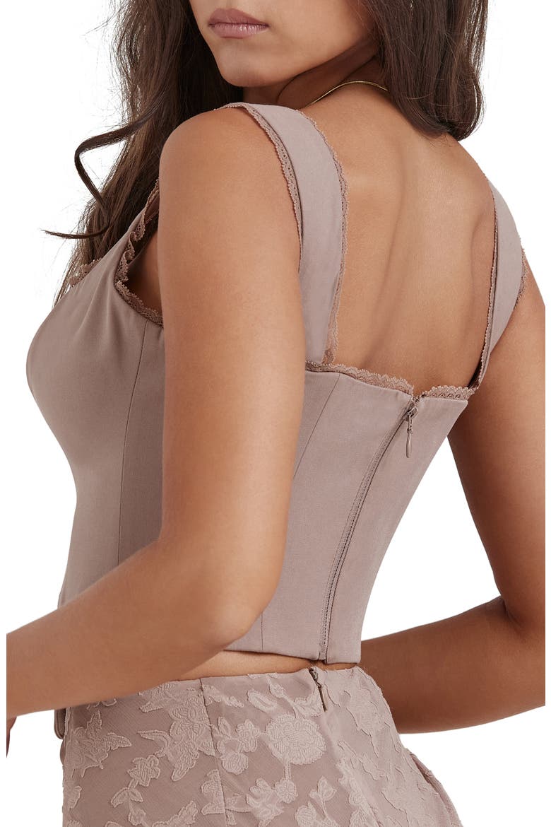 Robyn Lace Trim Corset Top, Alternate, color, MUSHROOM