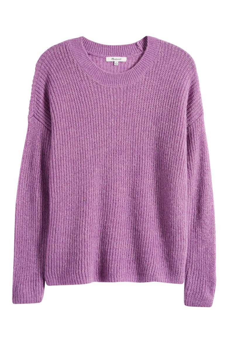 Ribbed Crewneck Sweater, Alternate, color, HEATHER AMETHYST
