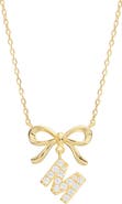 ATHRA LUXE Cubic Zirconia Bow Initial Pendant Necklace