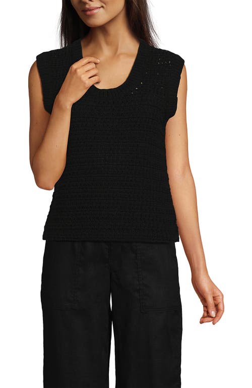 Lands' End Blend Texture U Neck Vest Sweater In Black