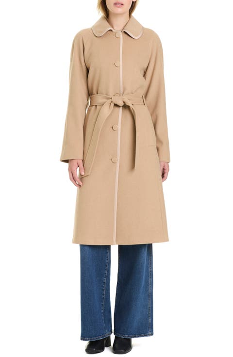 Belted Wool Blend Maxi Coat