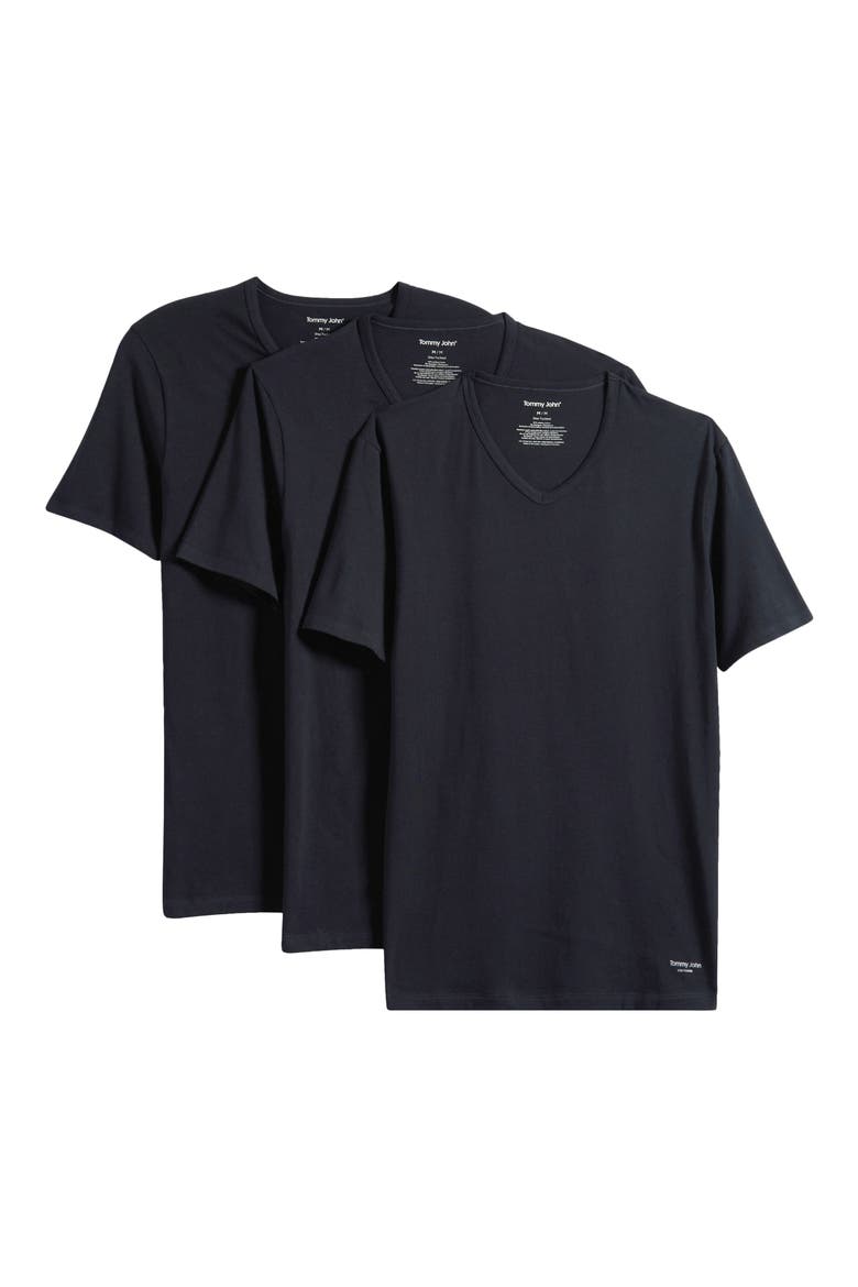 Essential Cool Cotton V-Neck T-Shirt, Main, color, BLACK