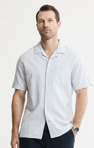 JACHS Linen Blend Short Sleeve Camp Shirt