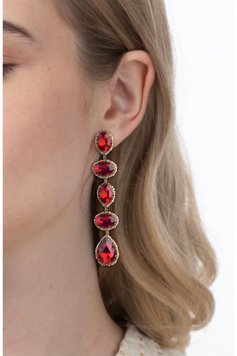 Tyra Drop Earrings, Alternate, color, RUBY