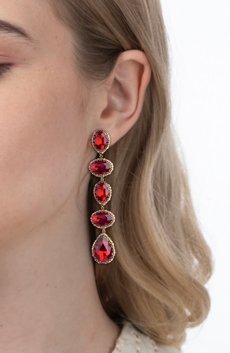 Deepa Gurnani Tyra Drop Earrings, Alternate, color, Ruby