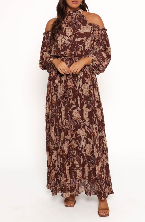 Petal And Pup Petal & Pup Hillary Floral Cold Shoulder Long Sleeve Maxi Dress In Multi