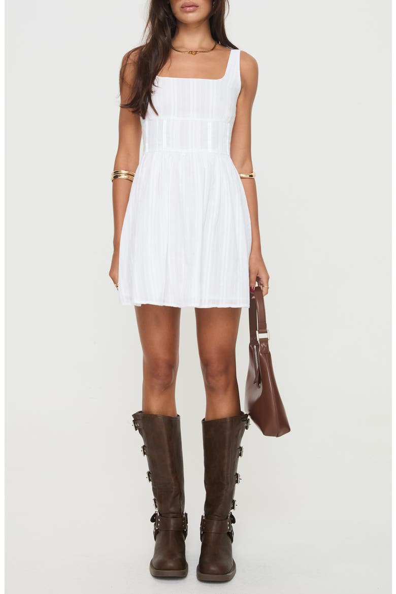 Lorinda Lacy Inset Minidress, Main, color, WHITE