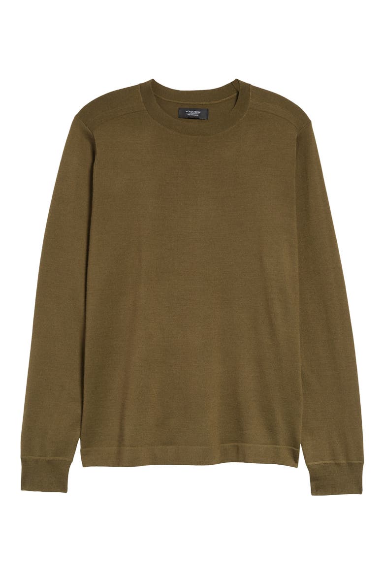 Tech-Smart Crewneck Sweater, Alternate, color, OLIVE DARK