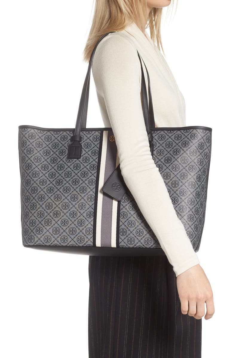 Tory Burch T Monogram Coated Canvas Tote, Alternate, color,