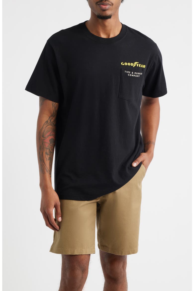 x Goodyear Service Pocket Cotton Graphic T-Shirt, Main, color, BLACK