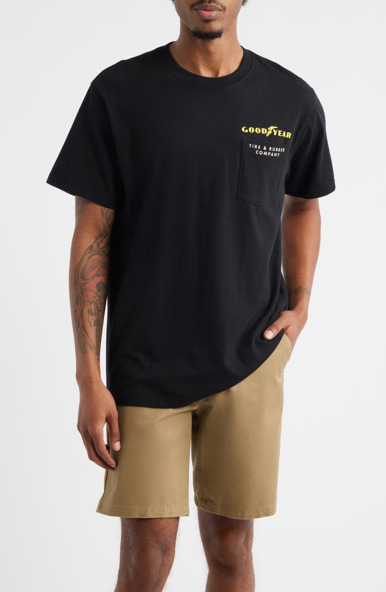 Brixton x Goodyear Service Pocket Cotton Graphic T-Shirt, Main, color, 