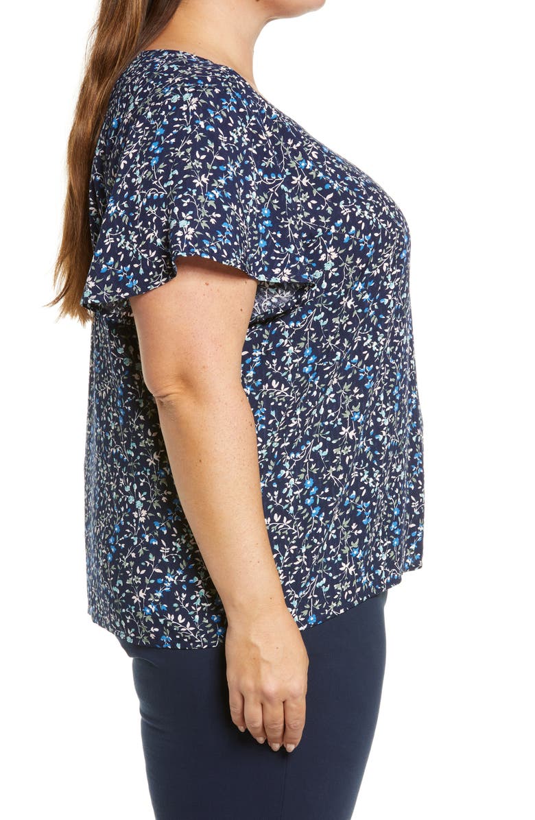 Caslon<sup>®</sup> Dobby Print Flutter Sleeve Top, Alternate, color, 