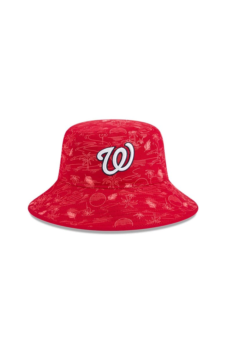 New Era Youth New Era  Red Washington Nationals 2025 Spring Training All Over Print Bucket Hat, Alternate, color, 