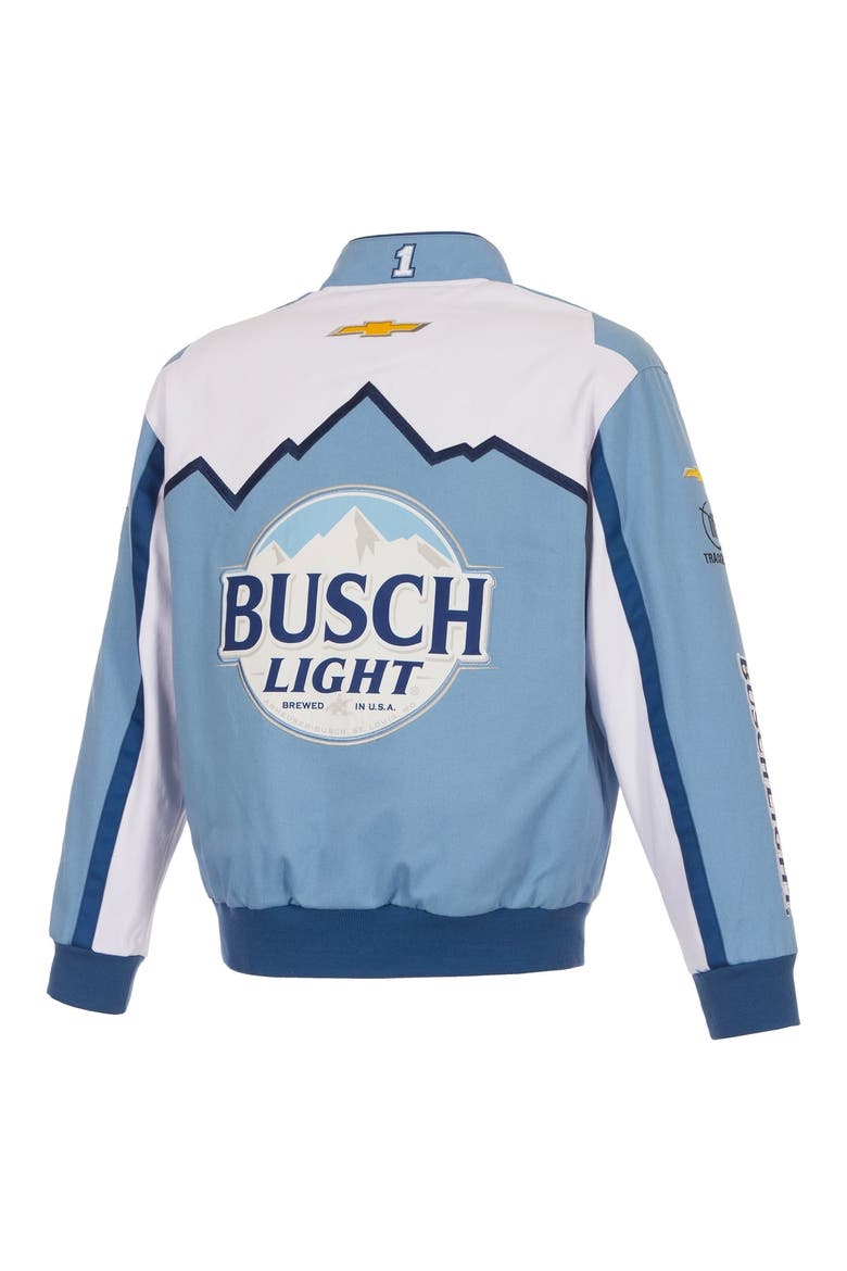 Men's JH Design Light Blue/White Ross Chastain 2026 Busch Light Full-Snap Twill Racing Jacket, Alternate, color, Light Blue