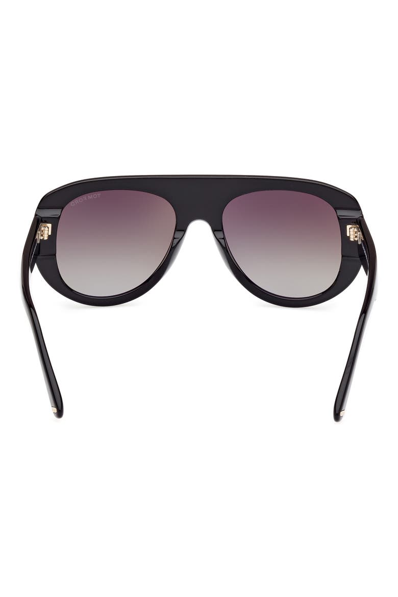 55mm Pilot Sunglasses, Alternate, color, SHINY BLACK / BROWN MIRROR