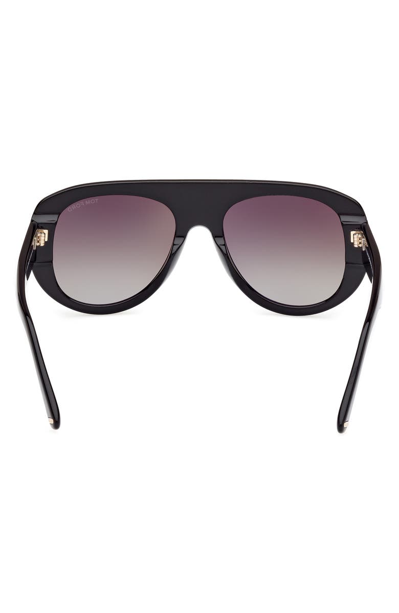 TOM FORD 55mm Pilot Sunglasses, Alternate, color, Shiny Black / Brown Mirror