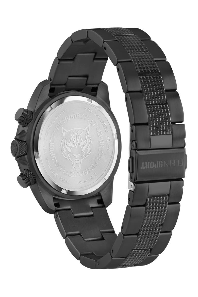 Hurrican Three-Hand Quartz Multi-Function Bracelet Watch, 44mm, Alternate, color, BLACK