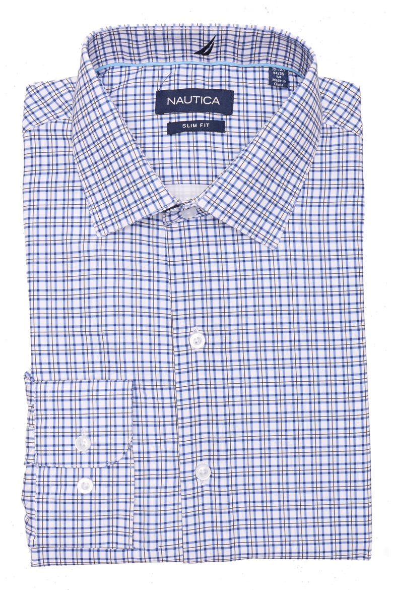Trim Fit Dress Shirt, Alternate, color, NAVY BLUE