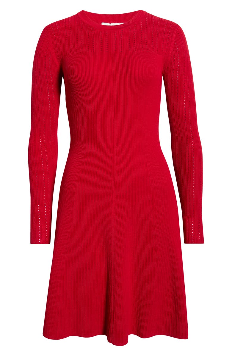 Madewell Tina Pointelle Sweater Minidress, Main, color, Crimson