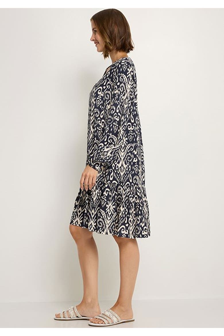 Women's Printed Tunic Dress, Alternate, color, Navy Beige