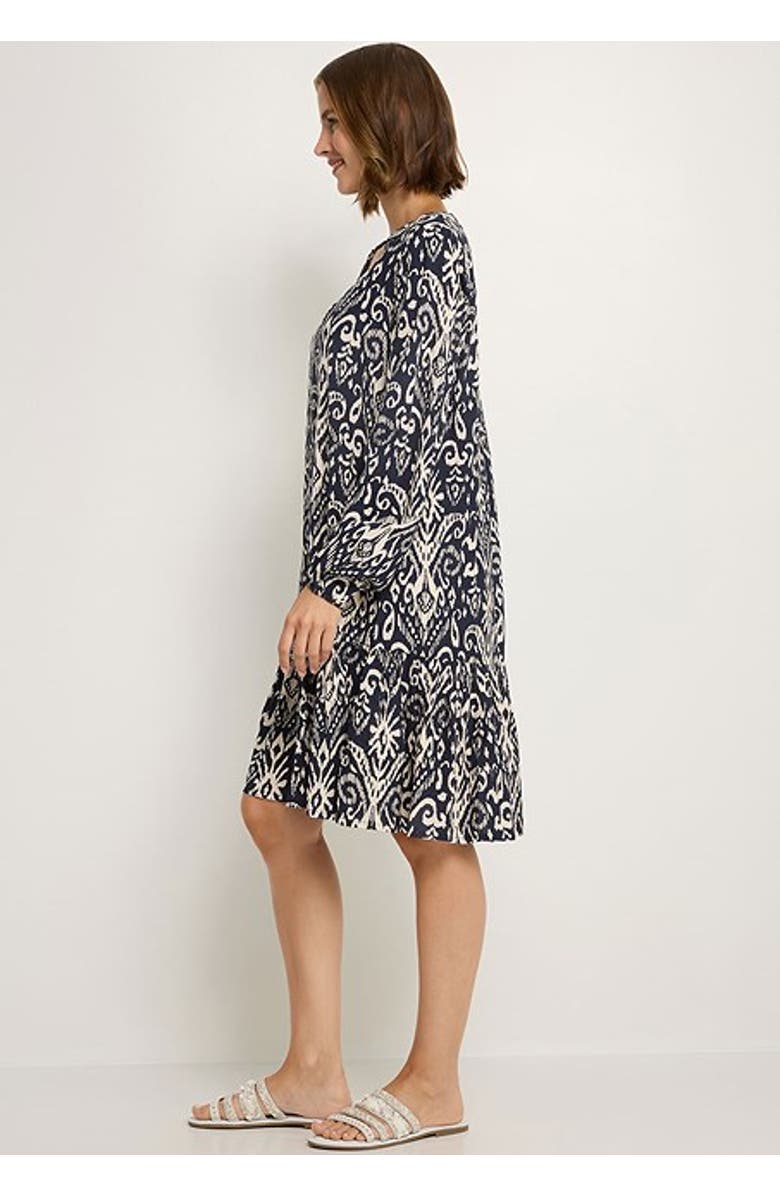 LASCANA Women's Printed Tunic Dress, Alternate, color, Navy Beige