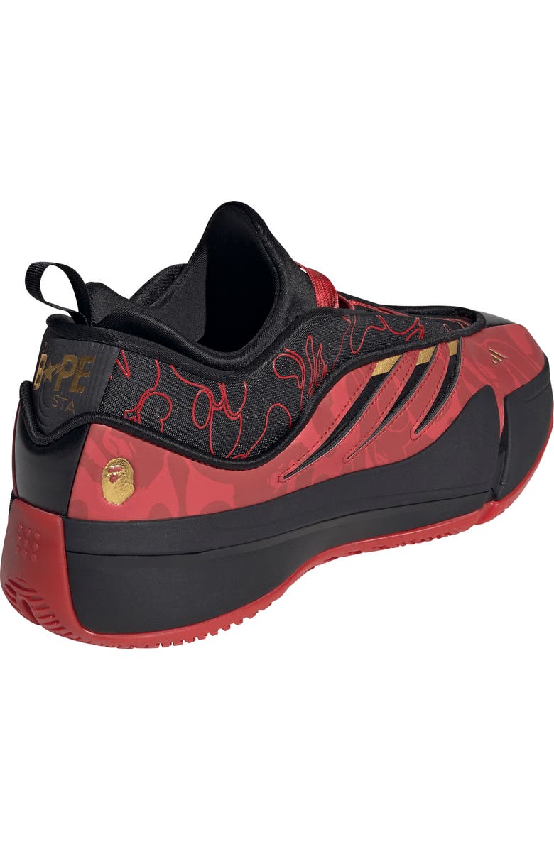 adidas x BAPE Dame 9 Sneaker, Alternate, color, Black/Red/Gold