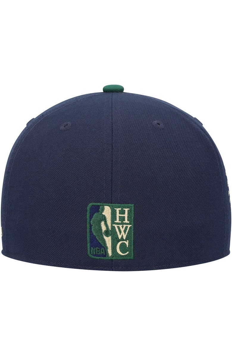 Mitchell & Ness Men's Mitchell & Ness Navy/Green Miami Heat 15th Anniversary Hardwood Classics Grassland Fitted Hat, Alternate, color, 