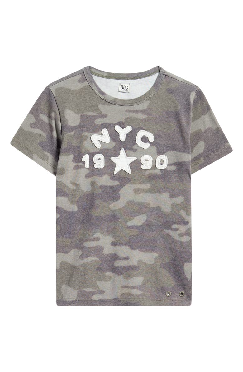 BDG Urban Outfitters NYC 1990 Appliqué Stripe Cotton Graphic T-Shirt, Main, color, 