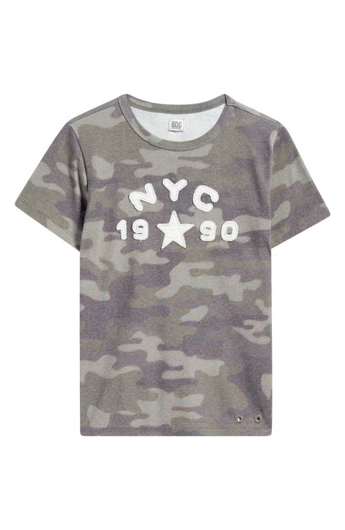 Shop Bdg Urban Outfitters Nyc 1990 Appliqué Stripe Cotton Graphic T-shirt In Khaki