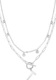 Adornia Toggle Initial Pendant Layered Necklace