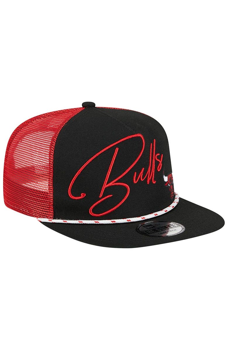New Era Men's New Era Black Chicago Bulls Script Logo Golfer 9FIFTY Snapback Hat, Alternate, color, 