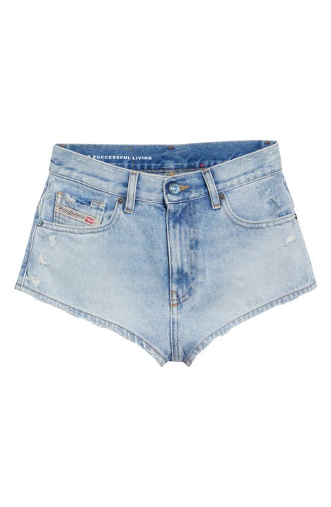 De-Lunar Frayed Hem Denim Shorts