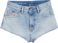 DIESEL® De-Lunar Frayed Hem Denim Shorts