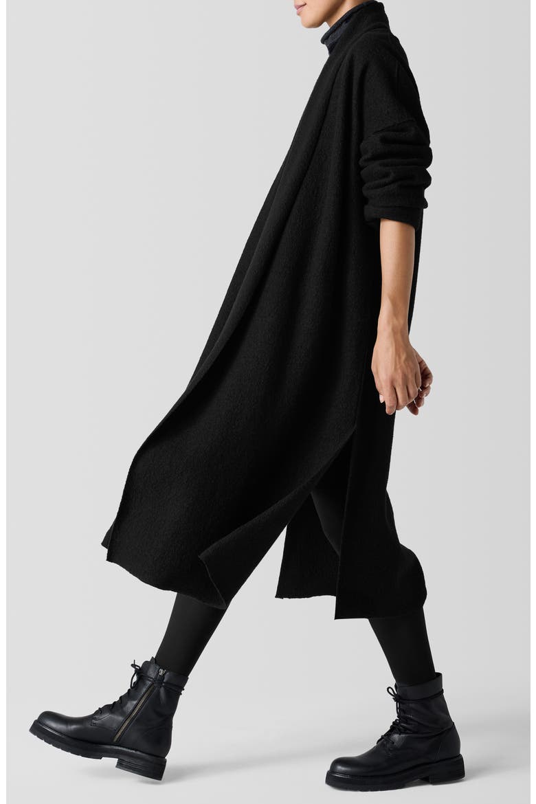High Collar Wool Felted Coat, Alternate, color, BLACK