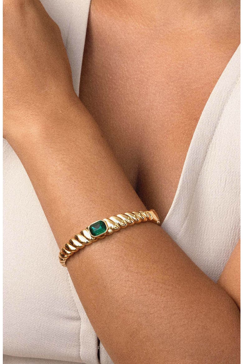 Twisted Baguette Cuff Bracelet, Alternate, color, GREEN