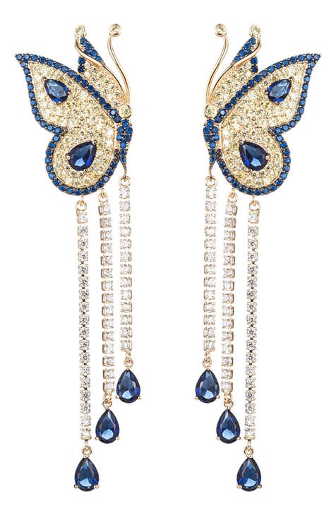 The Luxe Collection Vanessa Butterfly Blue Cubic Zirconia Earrings