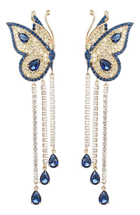 The Luxe Collection Vanessa Butterfly Blue Cubic Zirconia Earrings