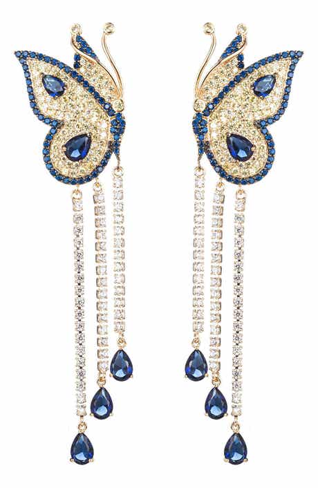 EYE CANDY LOS ANGELES The Luxe Collection Vanessa Butterfly Blue Cubic Zirconia Earrings