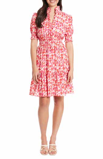 Print Ruffle Puff Sleeve Dress