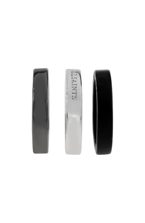 Allsaints Set Of 3 Band Stacking Rings In Multi