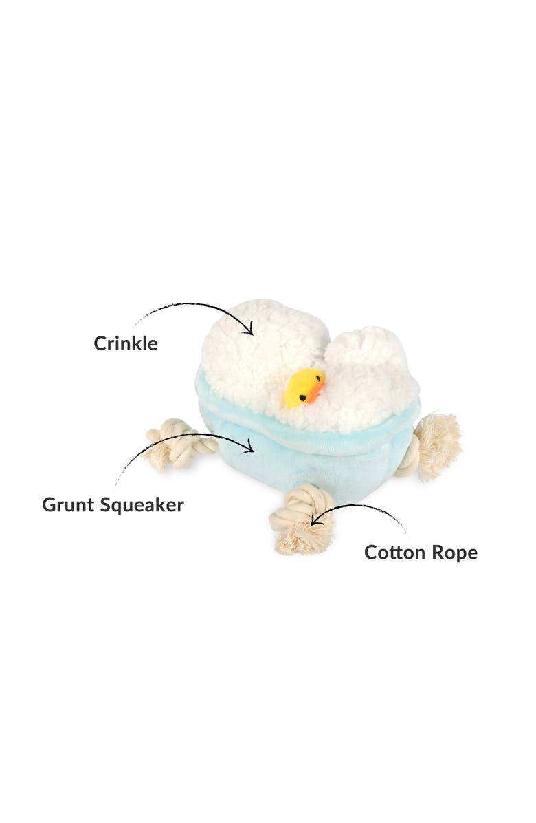 P.L.A.Y. Splish Splash Rubadub Tub, Plush Dog Toy, Crinkle & Crunchy Bottle, Alternate, color, Multicolored