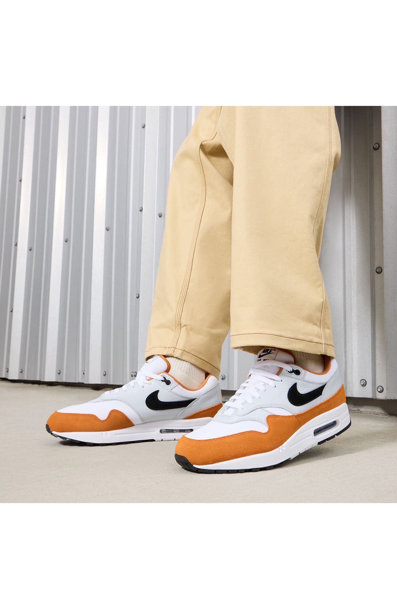 Air Max 1 Sneaker, Alternate, color, WHITE/ BLACK/ MONARCH