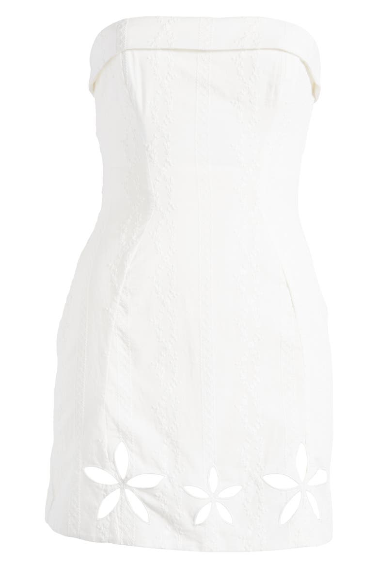 Embroidered Strapless Cocktail Minidress, Alternate, color, CLOUD