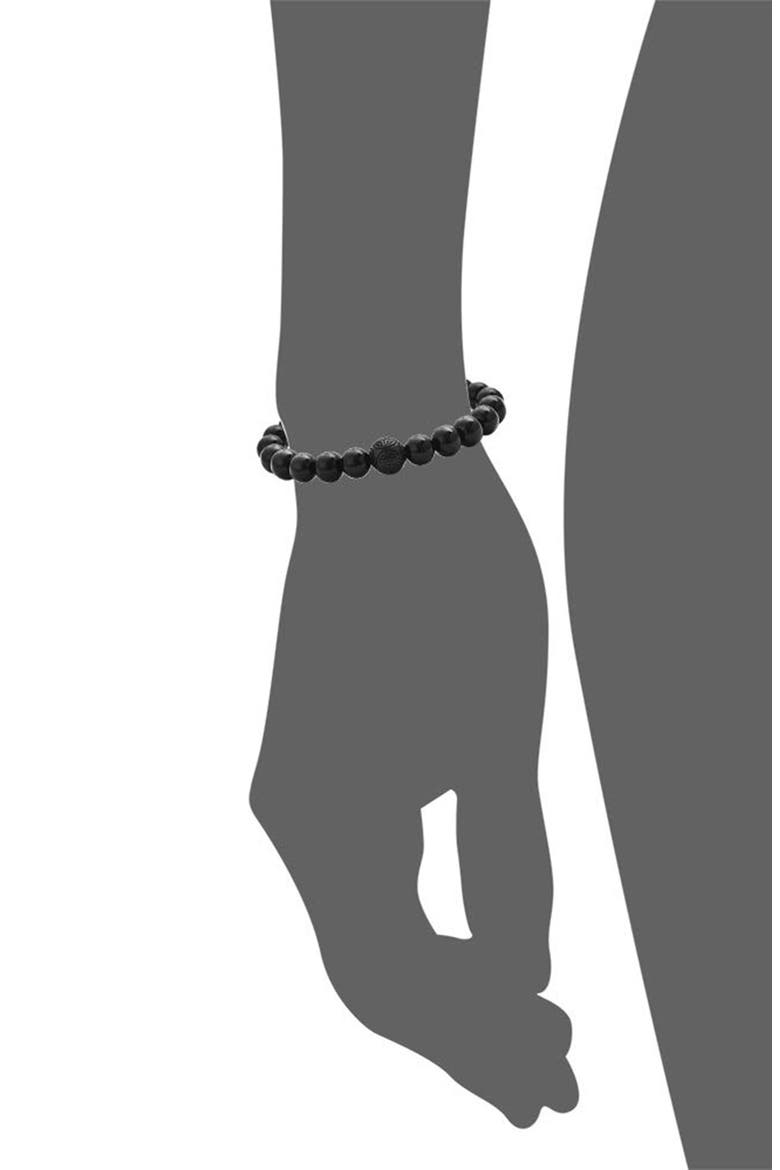 Men's Semiprecious Stone Beaded Stretch Bracelet, Alternate, color, BLACK